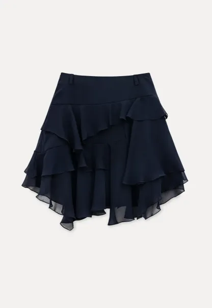 Layered Ruffled Asymmetrical Hem Skirt