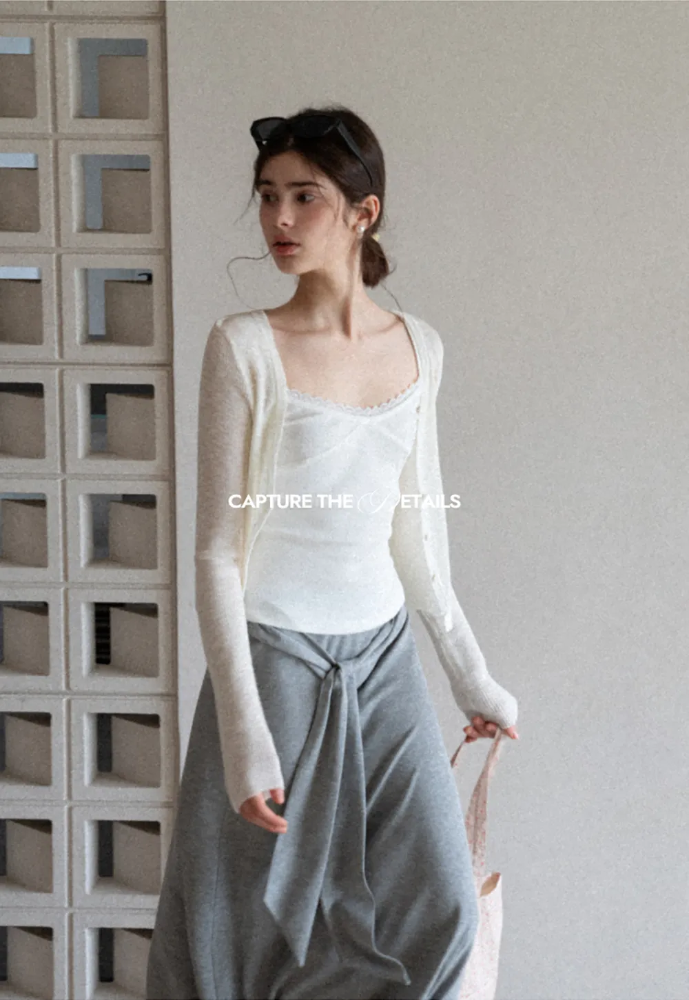 Wrap style long skirt with side drape detail