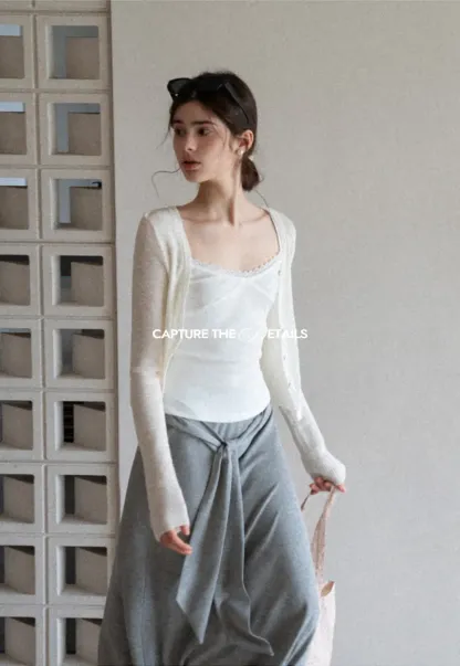 Wrap style long skirt with side drape detail