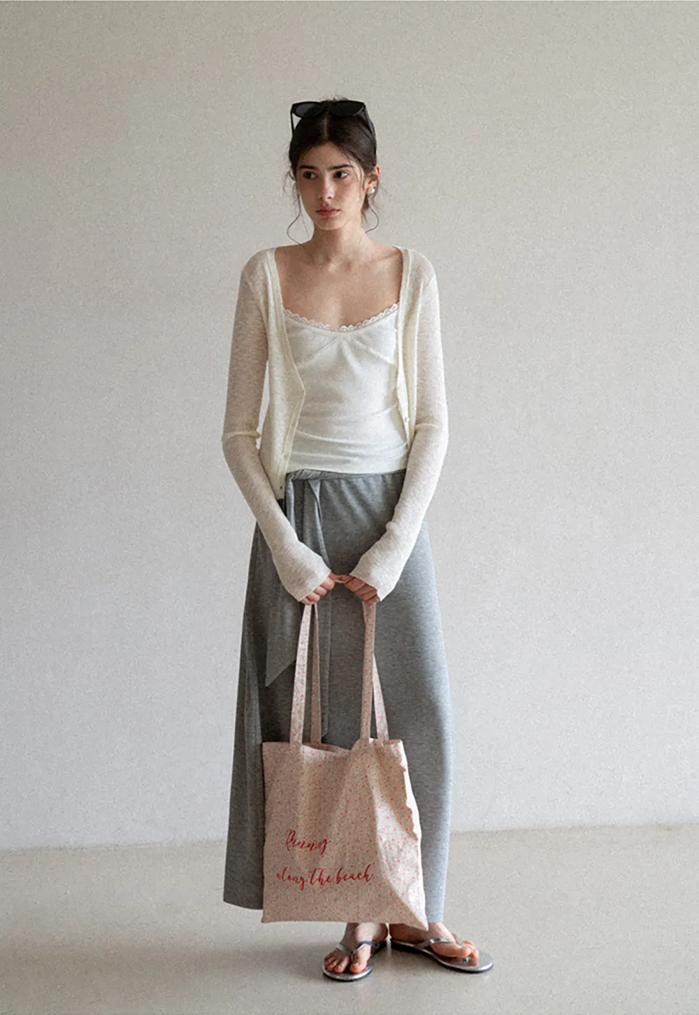 Wrap style long skirt with side drape detail