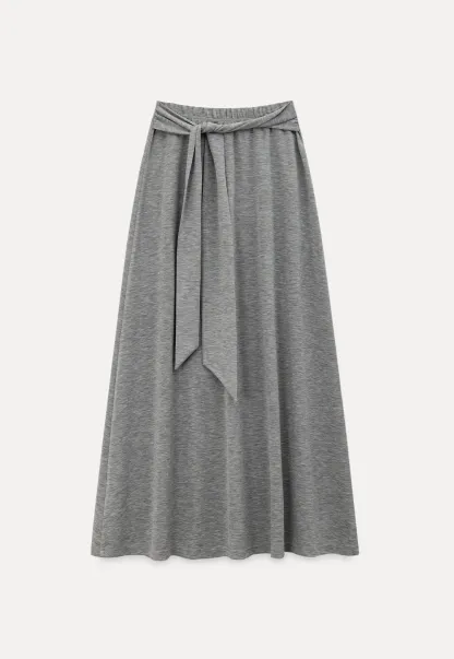 Wrap style long skirt with side drape detail