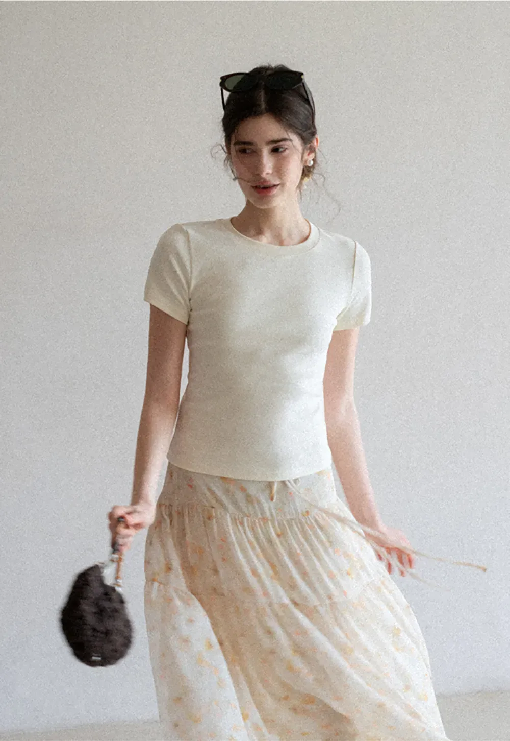 Flowy floral print maxi skirt with tiered layers