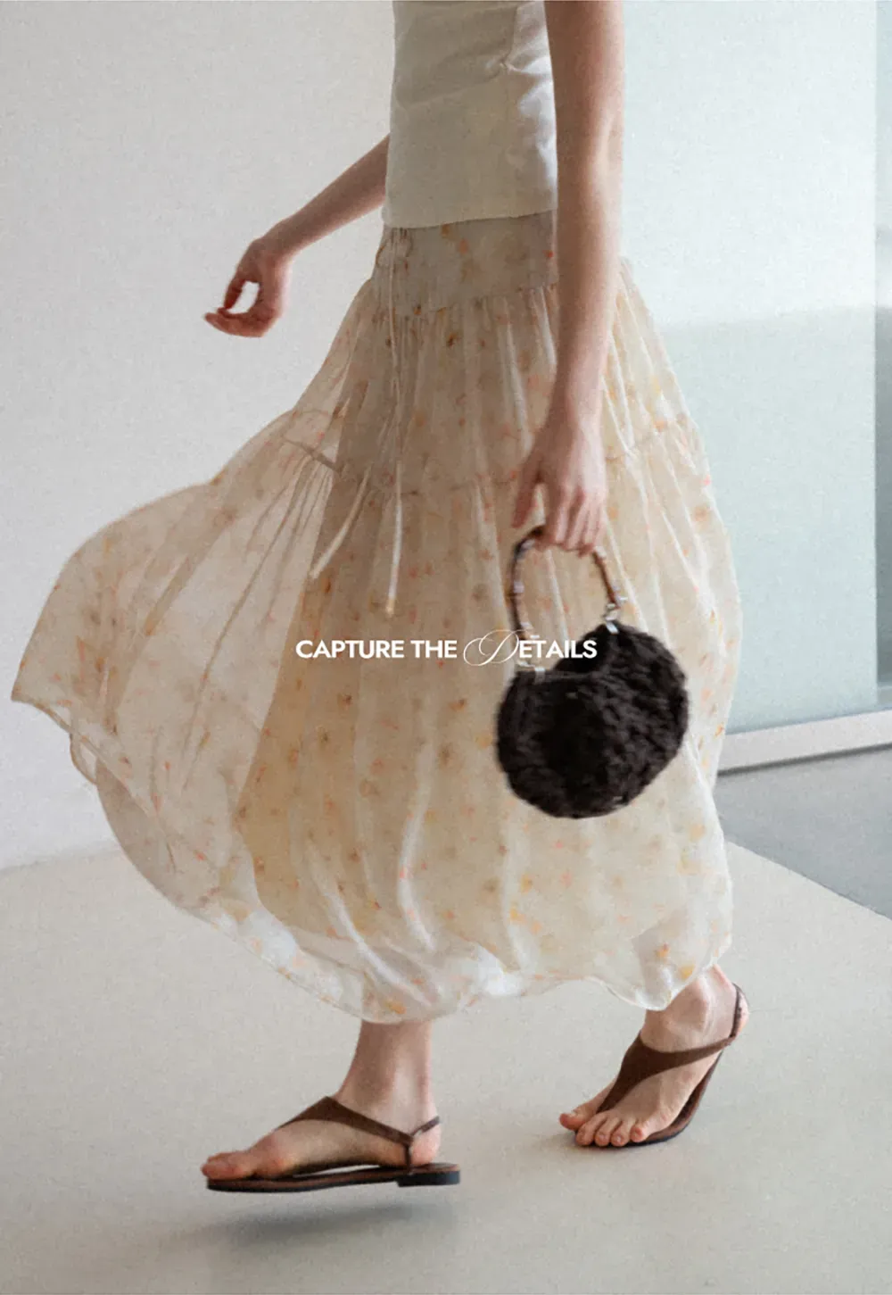 Flowy floral print maxi skirt with tiered layers