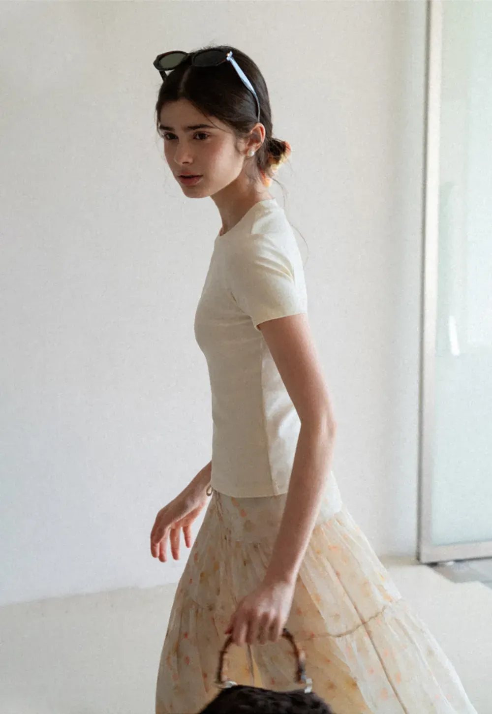 Flowy floral print maxi skirt with tiered layers