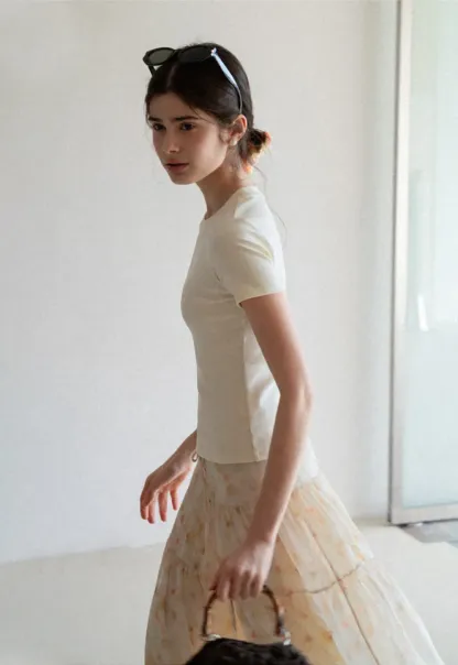 Flowy floral print maxi skirt with tiered layers