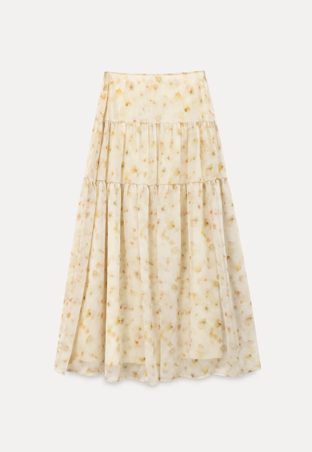 Flowy floral print maxi skirt with tiered layers