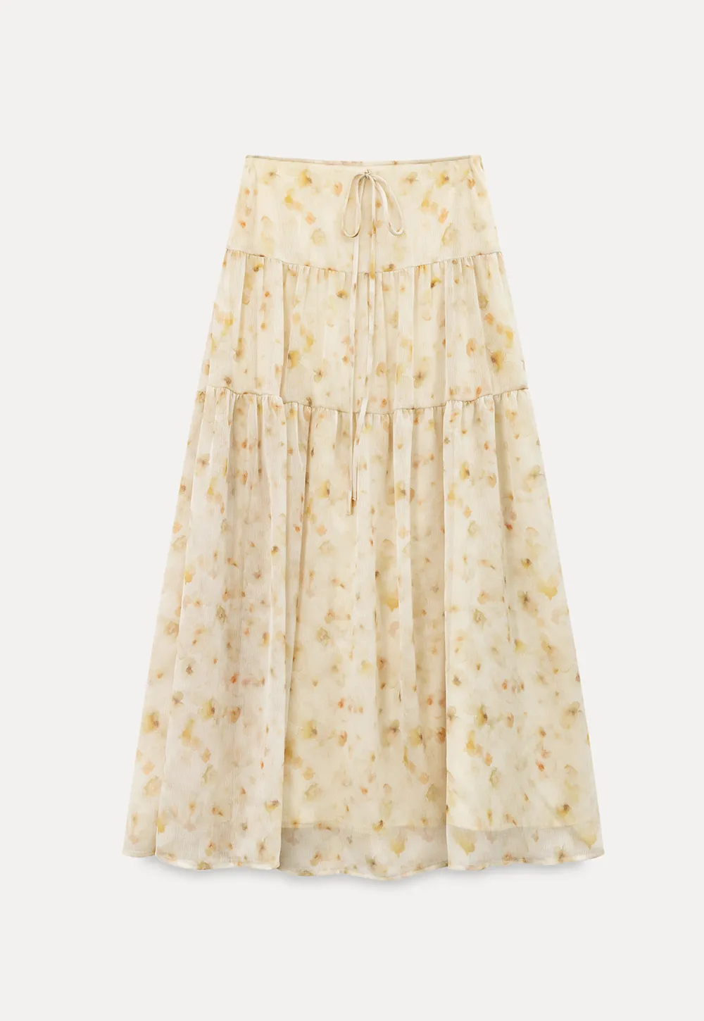 Flowy floral print maxi skirt with tiered layers