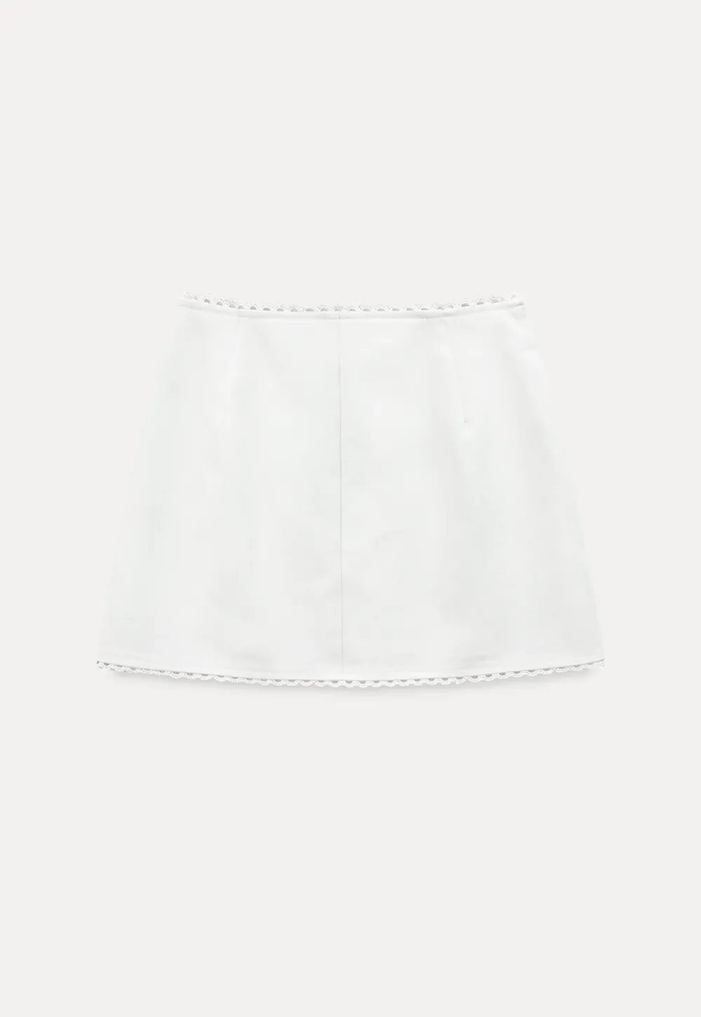 Mini skirt with lace trim at waist and hem