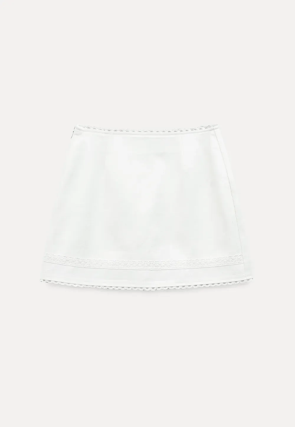 Mini skirt with lace trim at waist and hem