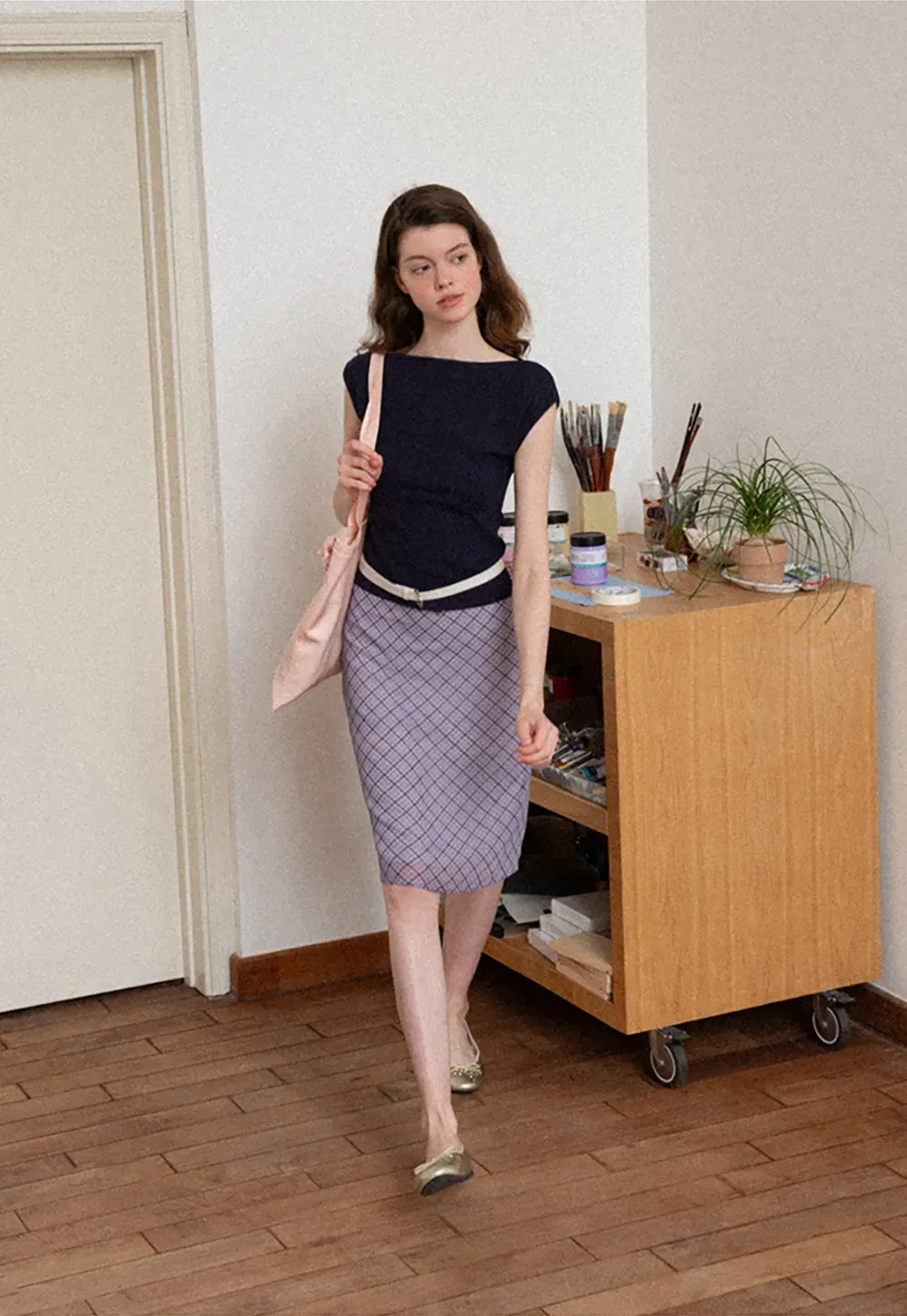 Plaid Print A Line Skirt