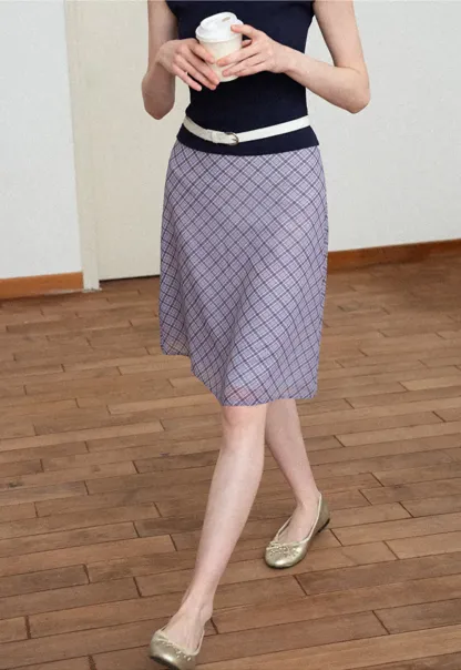 Plaid Print A Line Skirt