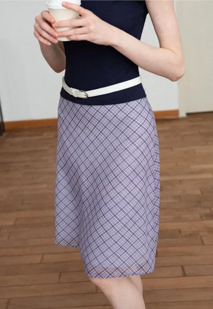 Plaid Print A Line Skirt