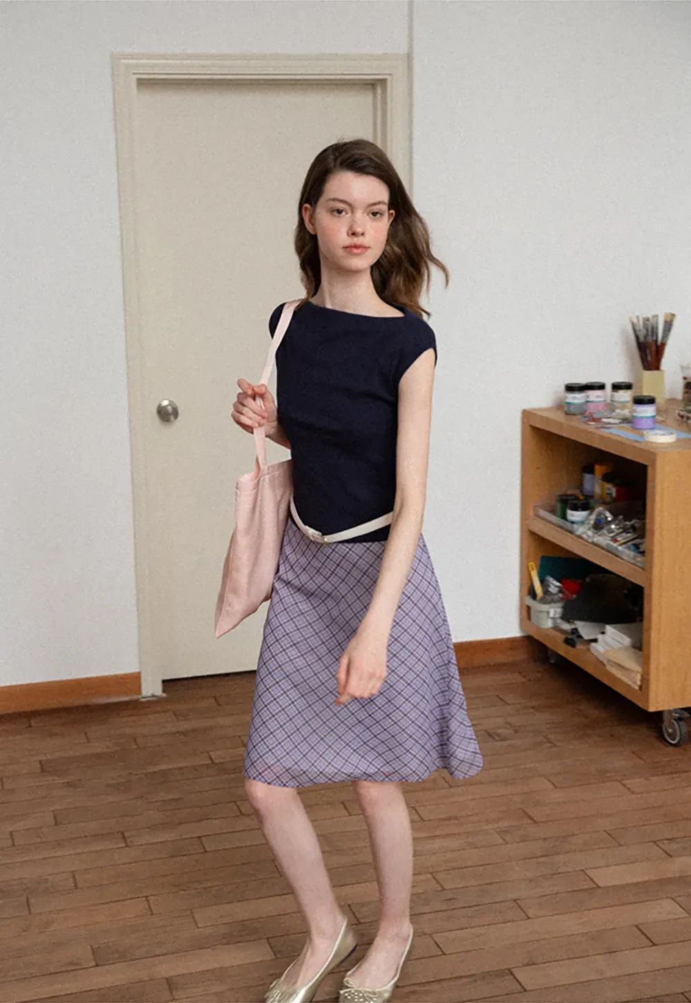 Plaid Print A Line Skirt