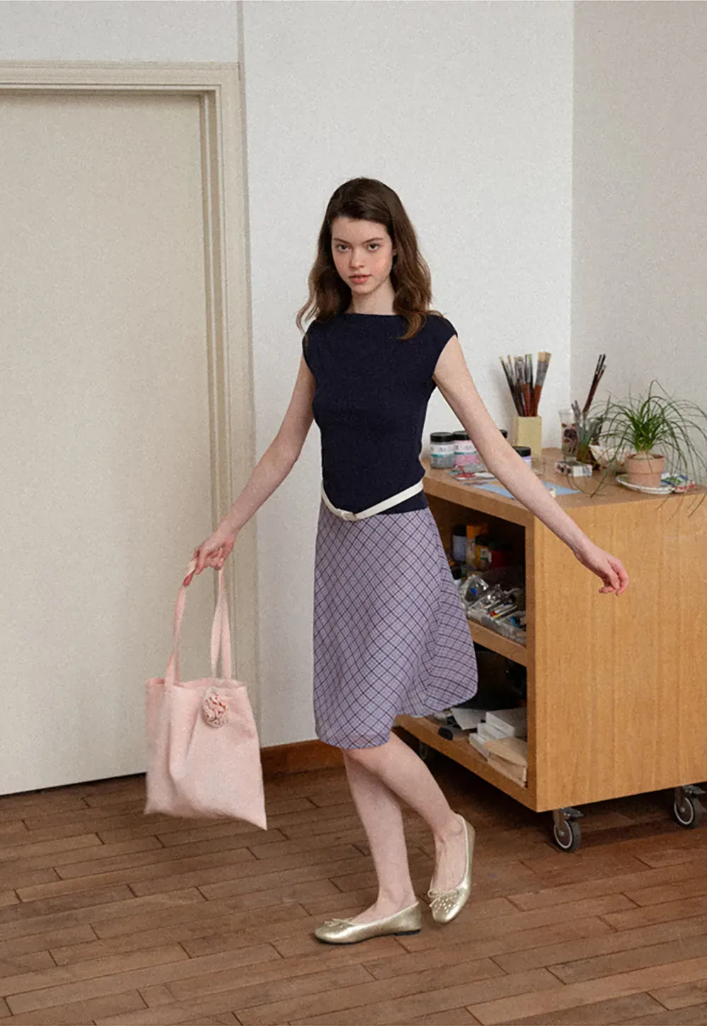 Plaid Print A Line Skirt