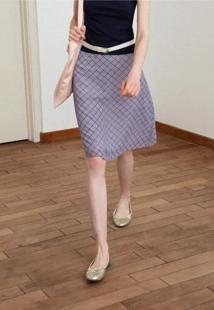 Plaid Print A Line Skirt