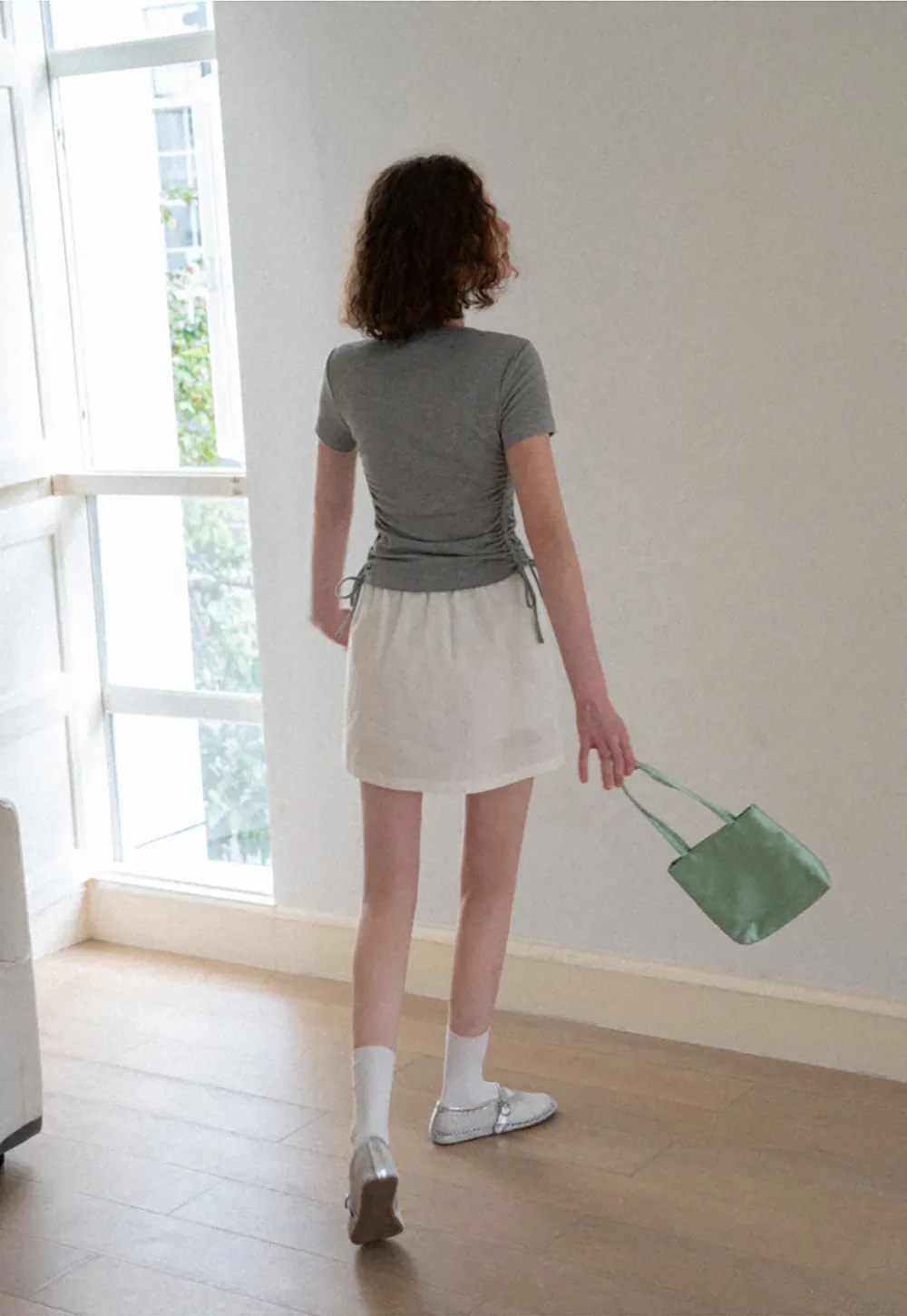 Ruched Side Detail High Waist A Line Skirt