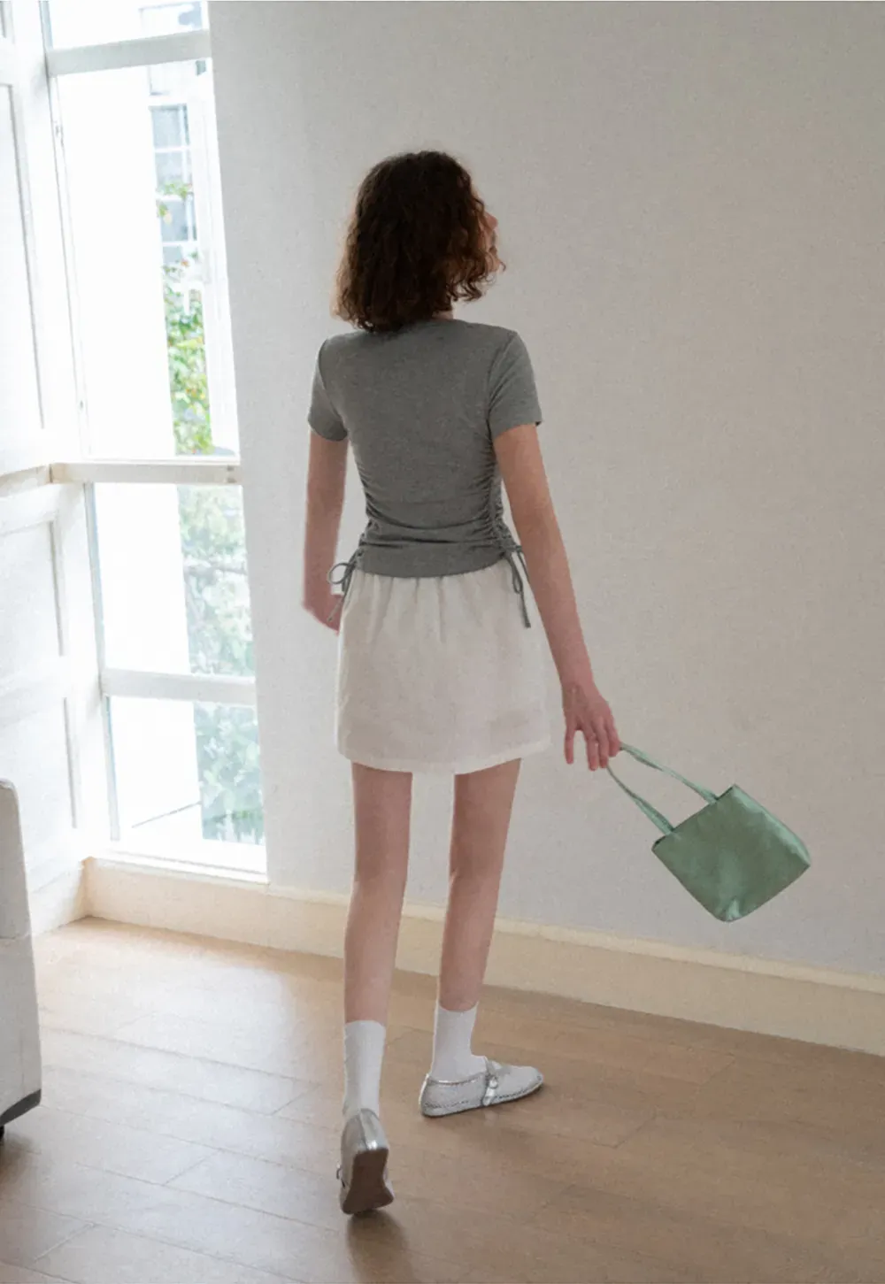 Ruched Side Detail High Waist A Line Skirt