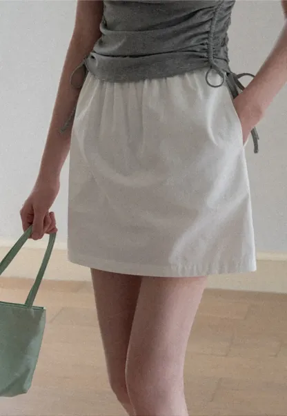 Ruched Side Detail High Waist A Line Skirt