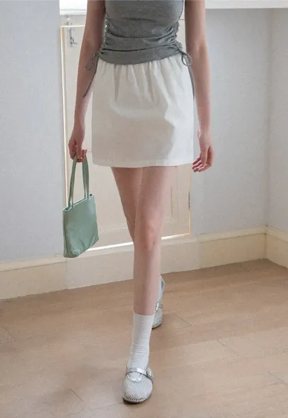 Ruched Side Detail High Waist A Line Skirt