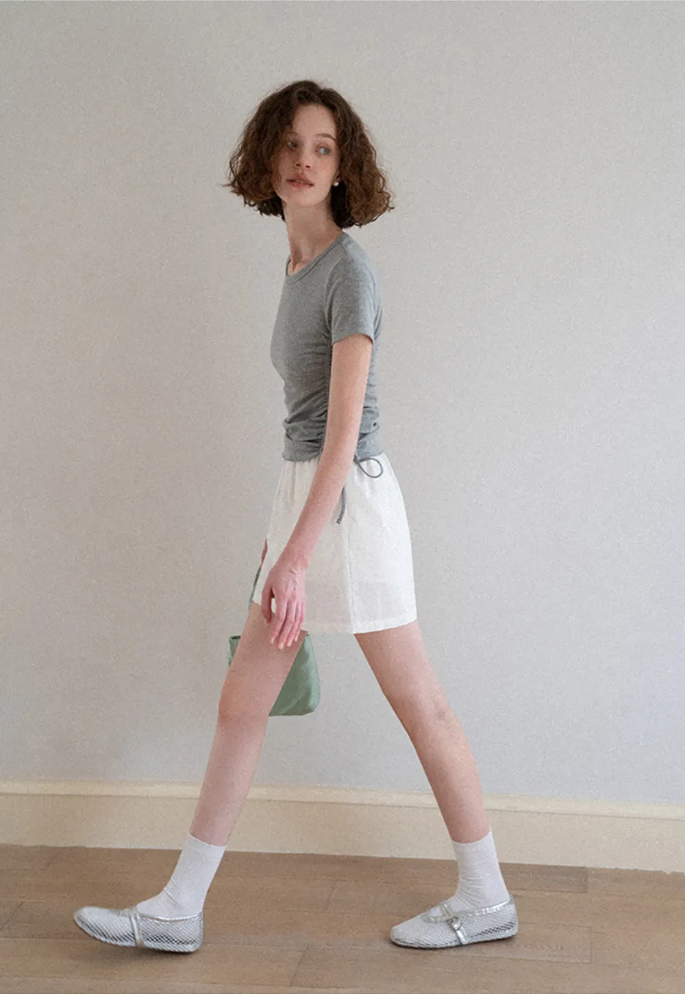 Ruched Side Detail High Waist A Line Skirt