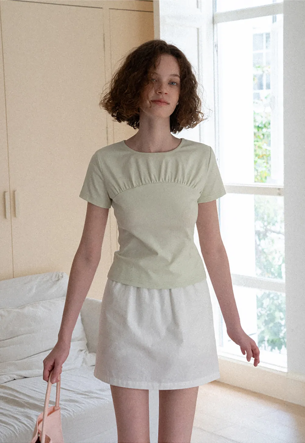 Ruched Side Detail High Waist A Line Skirt