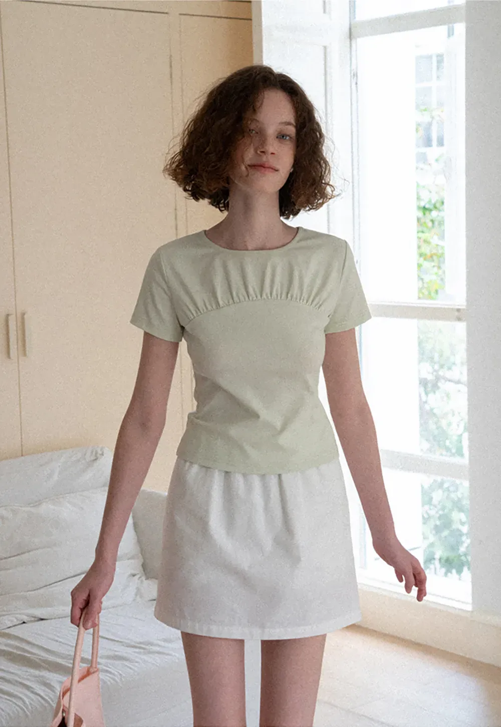 Ruched Side Detail High Waist A Line Skirt