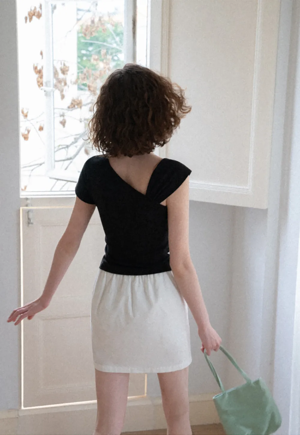 Ruched Side Detail High Waist A Line Skirt