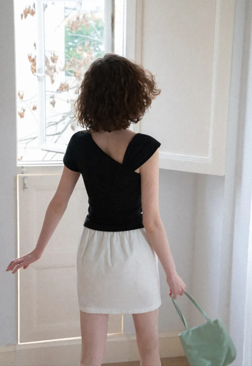 Ruched Side Detail High Waist A Line Skirt