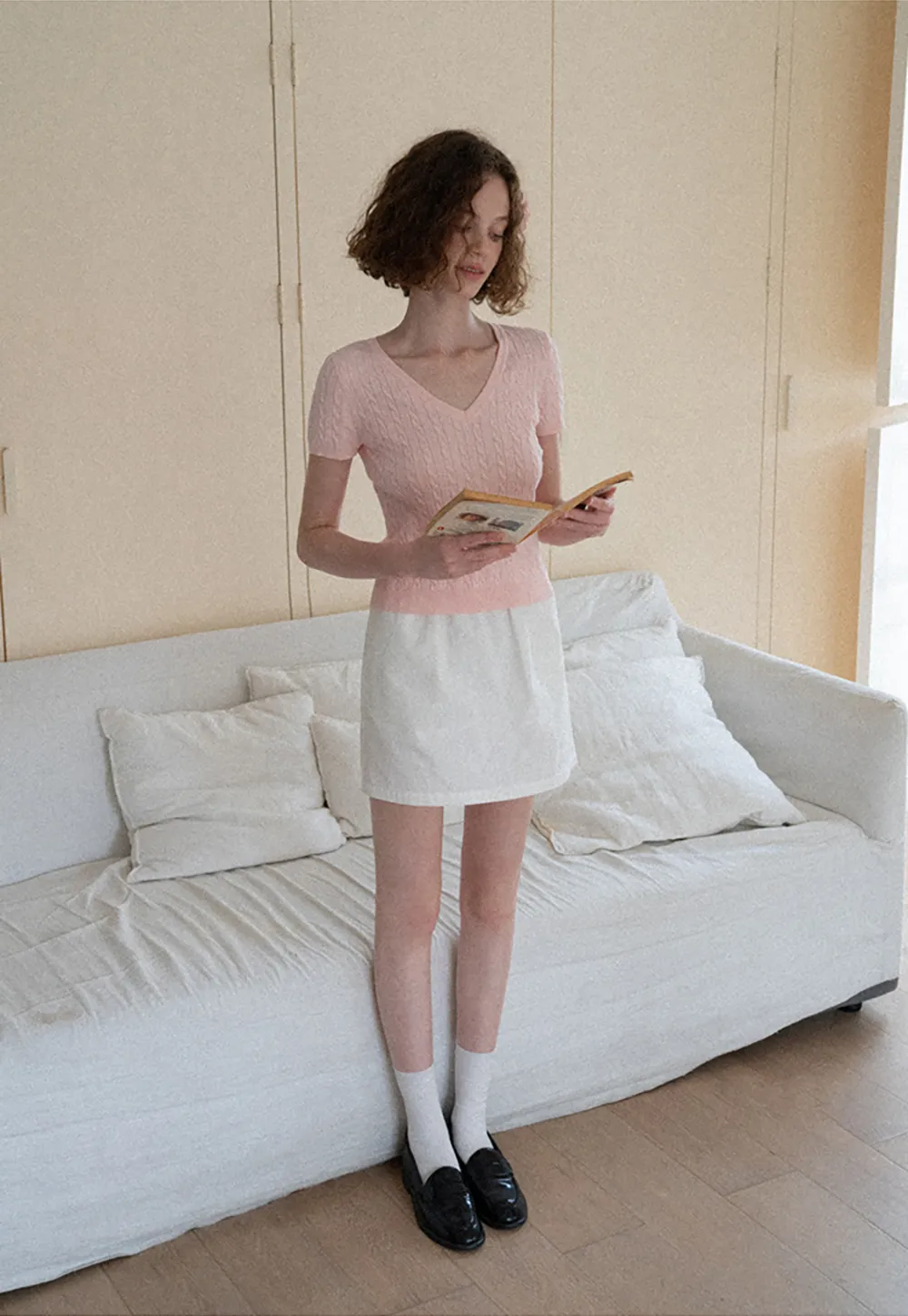 Ruched Side Detail High Waist A Line Skirt