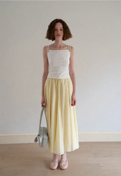 Flowy Linen Skirt with Drawstring Waist