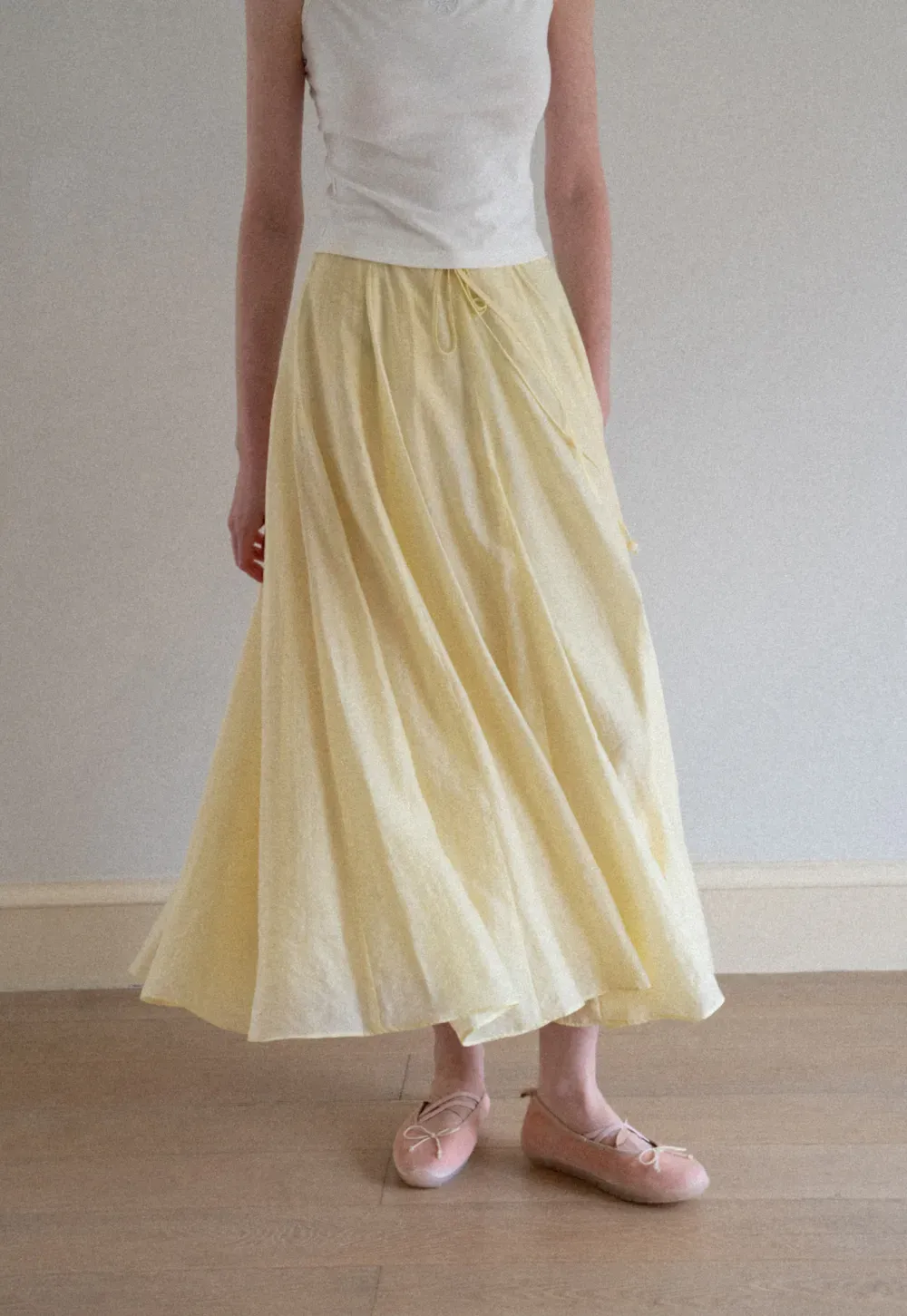 Flowy Linen Skirt with Drawstring Waist