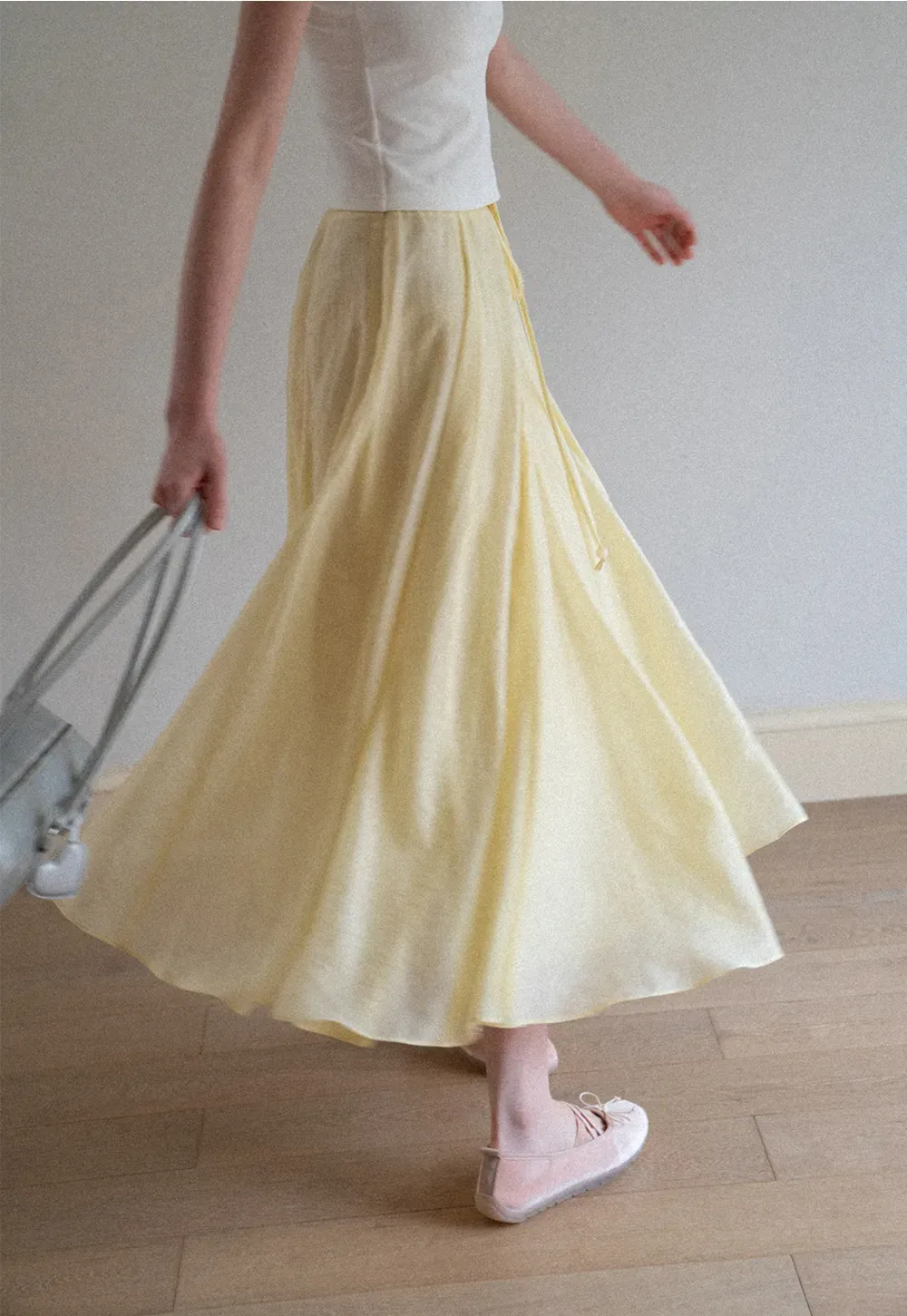 Flowy Linen Skirt with Drawstring Waist