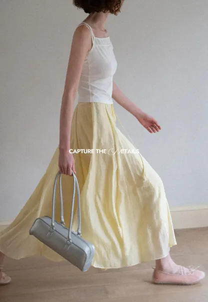 Flowy Linen Skirt with Drawstring Waist