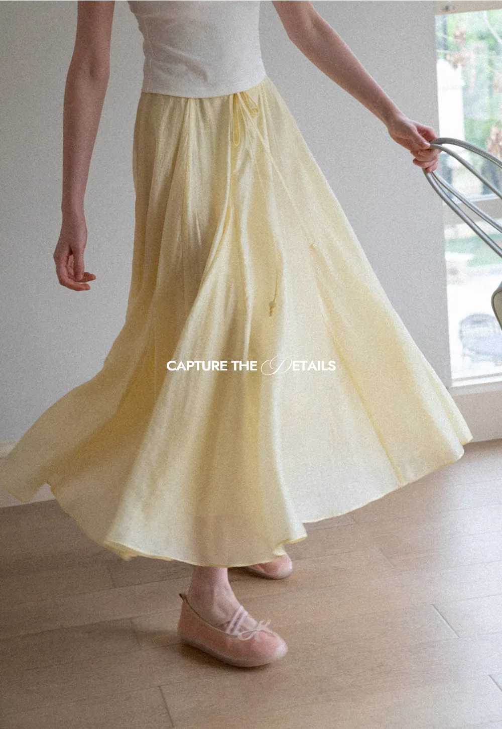 Flowy Linen Skirt with Drawstring Waist