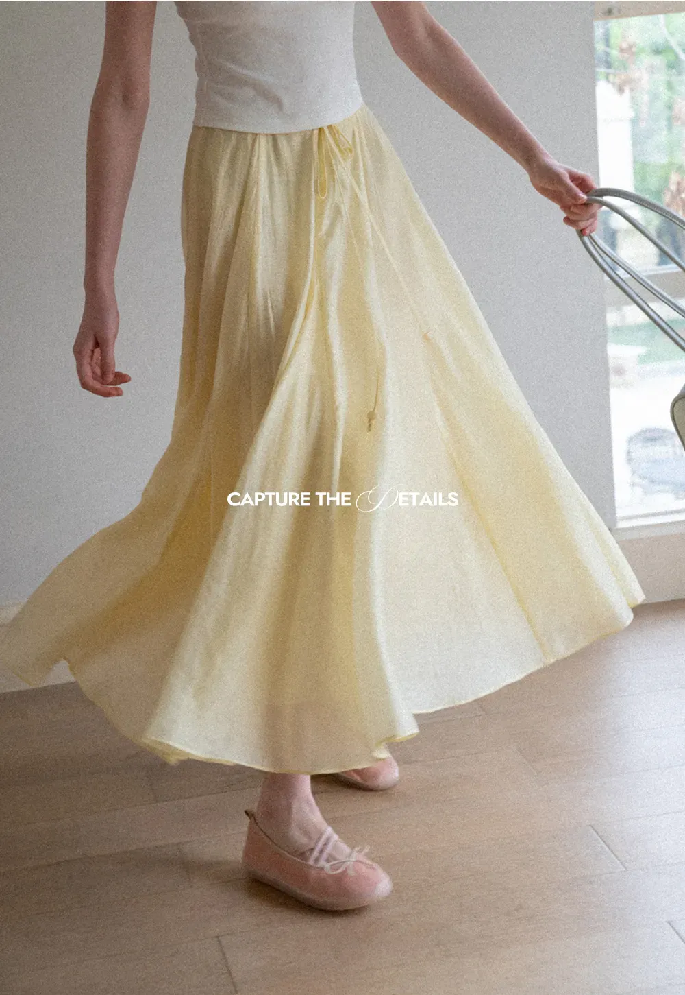 Flowy Linen Skirt with Drawstring Waist