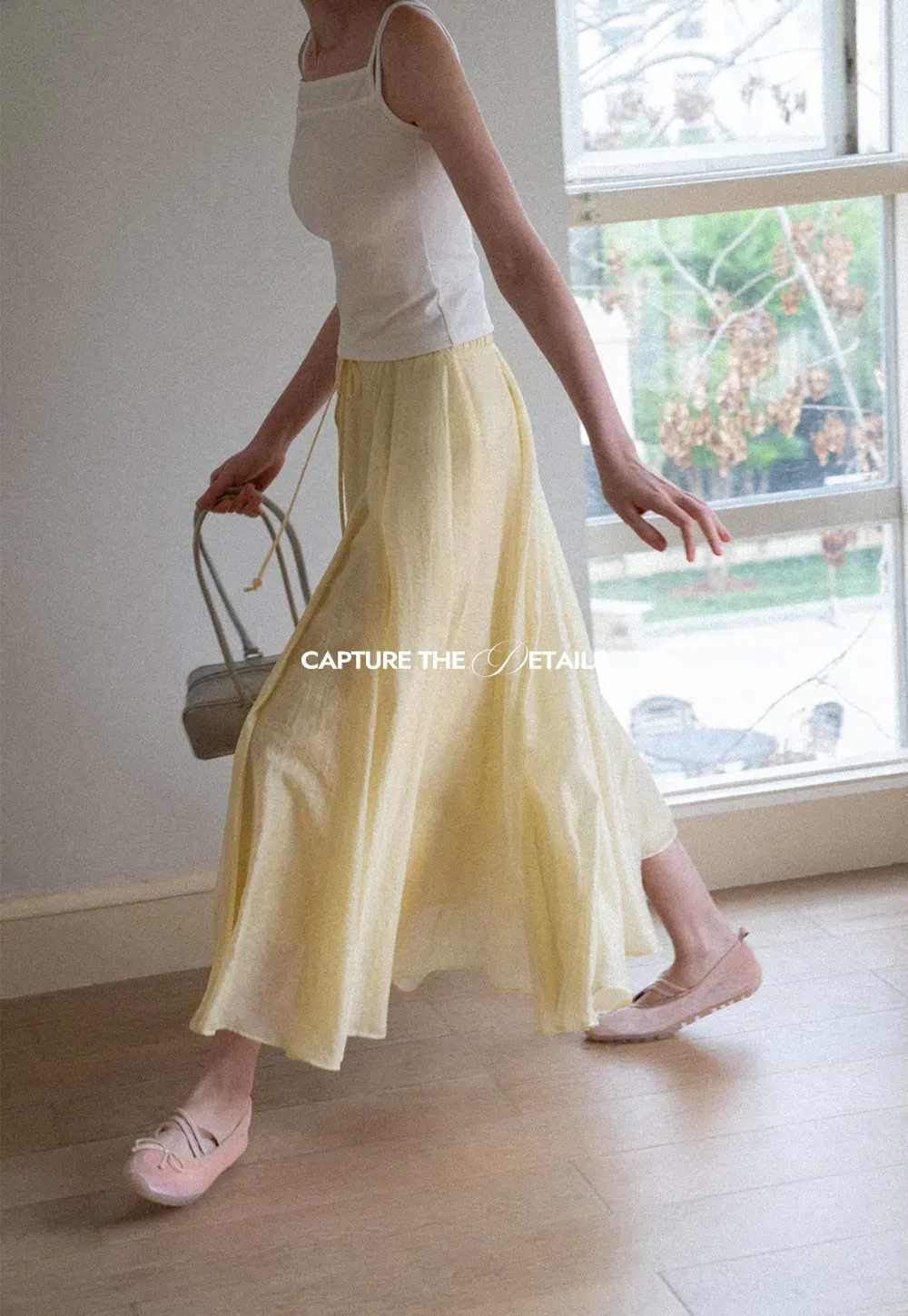 Flowy Linen Skirt with Drawstring Waist