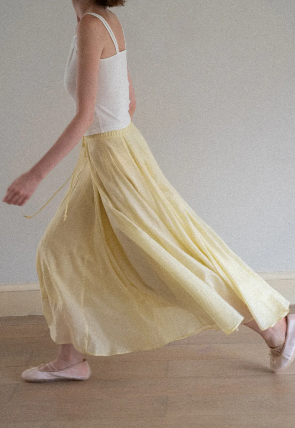 Flowy Linen Skirt with Drawstring Waist