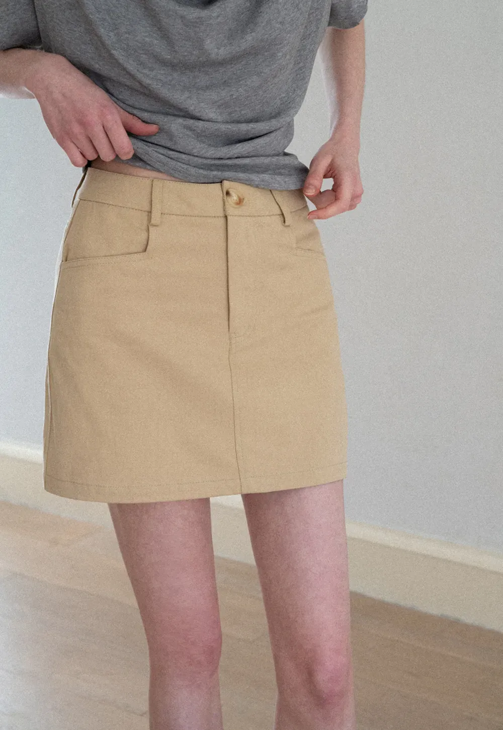 High Waist Structured Mini Skirt With Front Button Closure