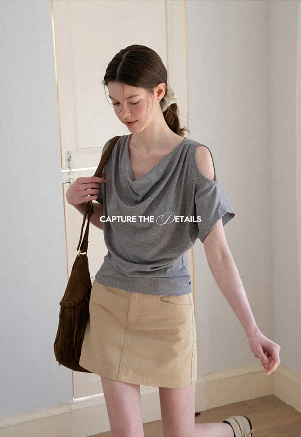 High Waist Structured Mini Skirt With Front Button Closure