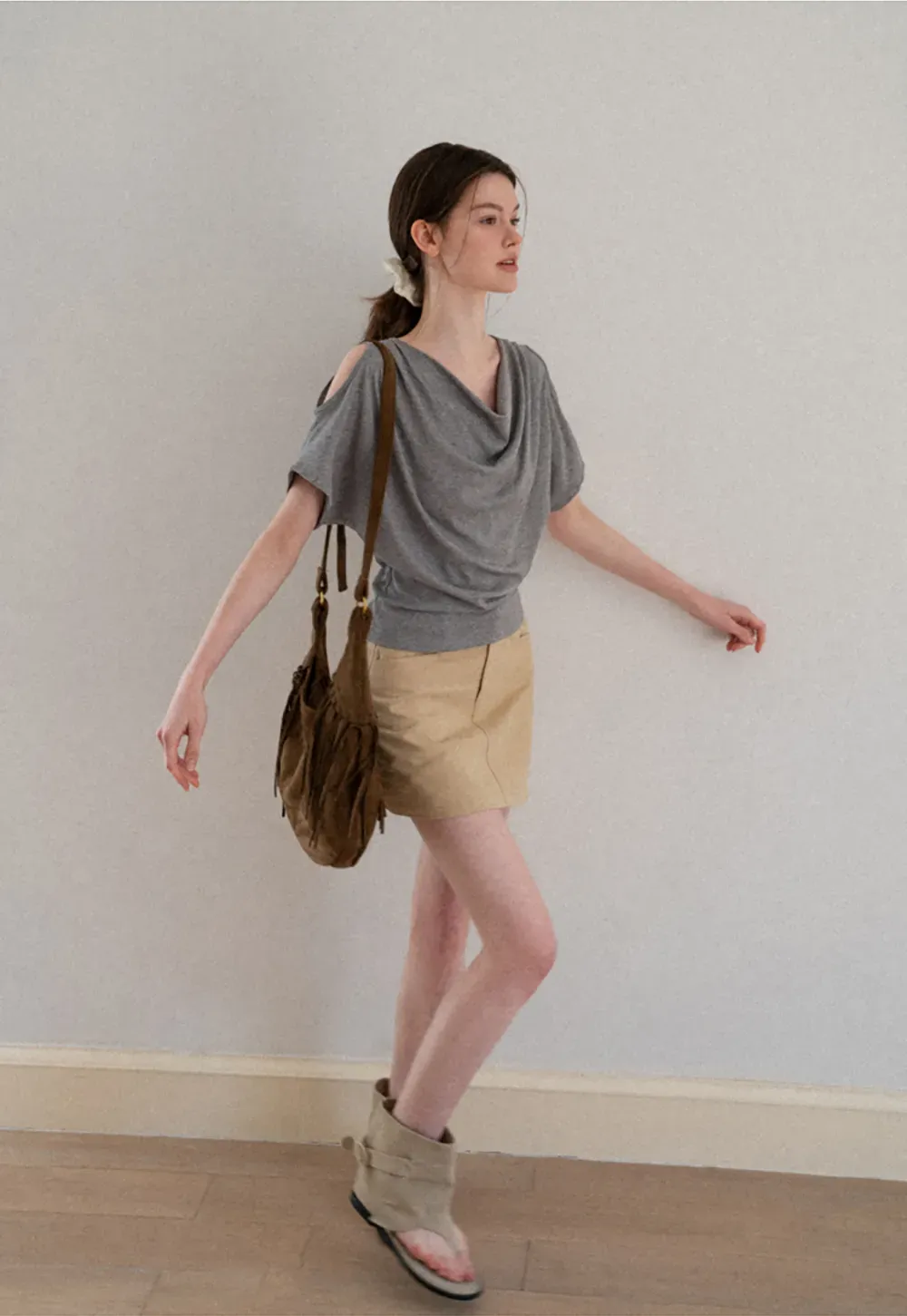 High Waist Structured Mini Skirt With Front Button Closure