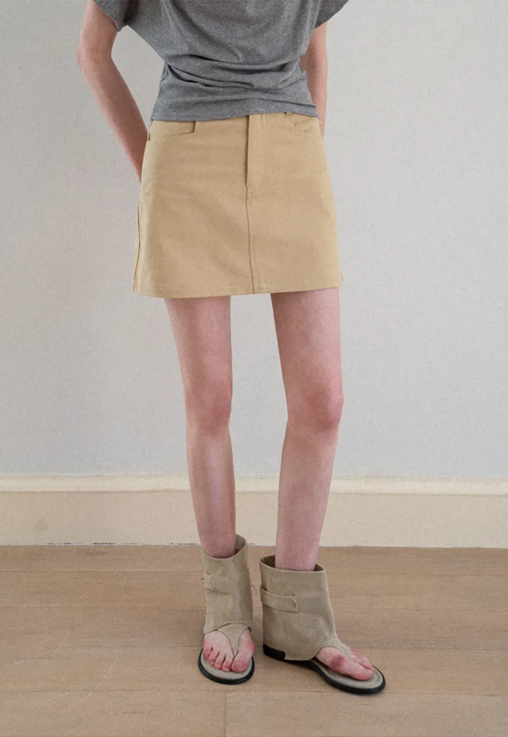 High Waist Structured Mini Skirt With Front Button Closure