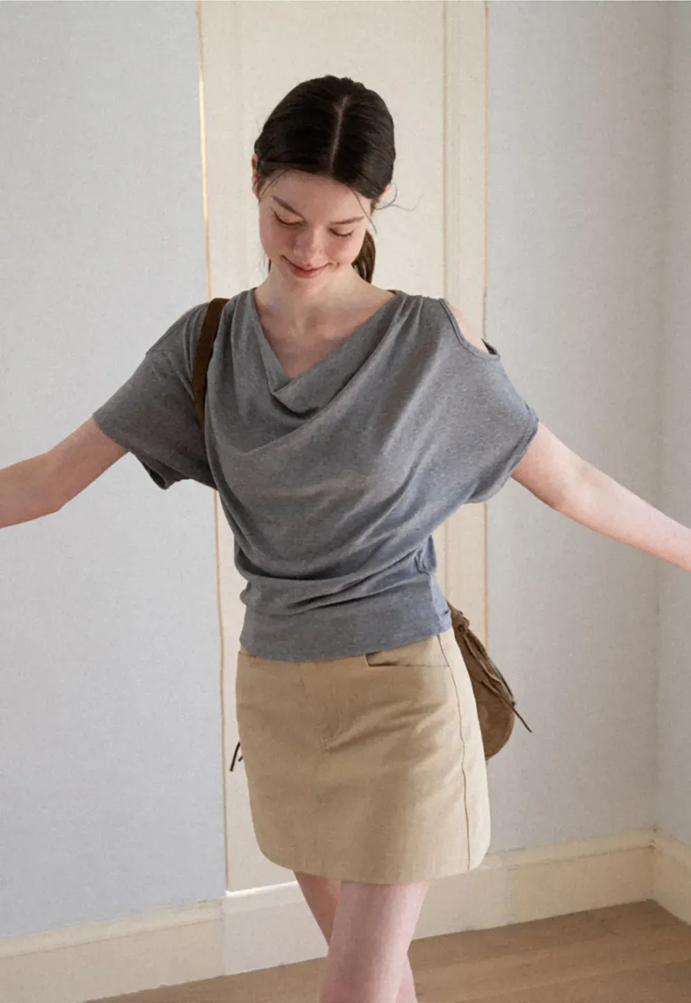 High Waist Structured Mini Skirt With Front Button Closure