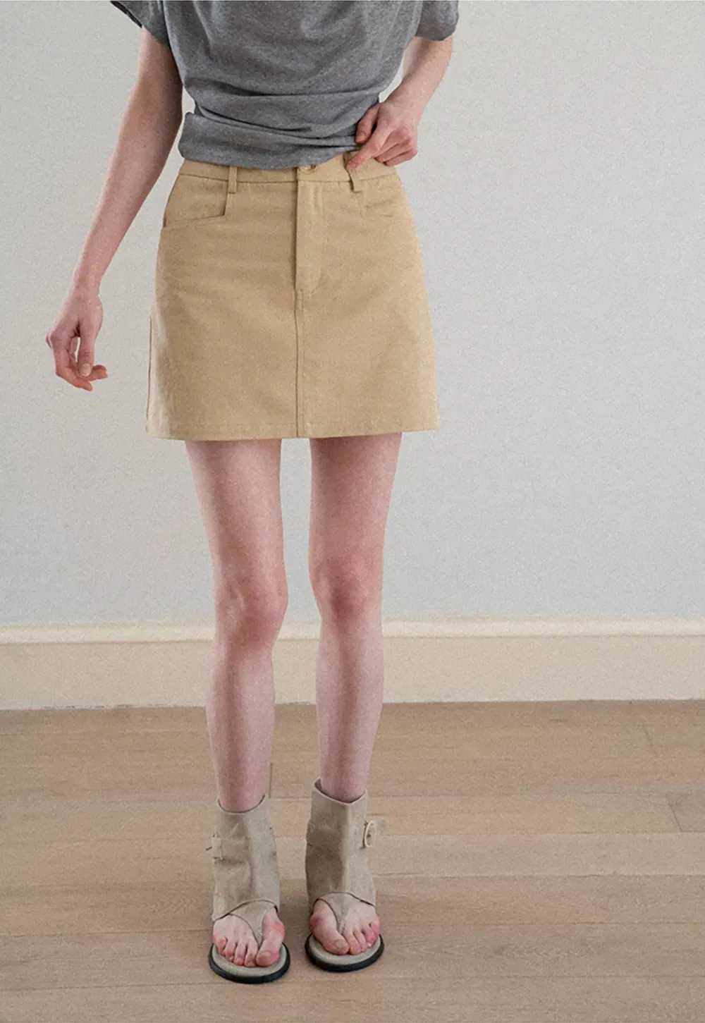 High Waist Structured Mini Skirt With Front Button Closure