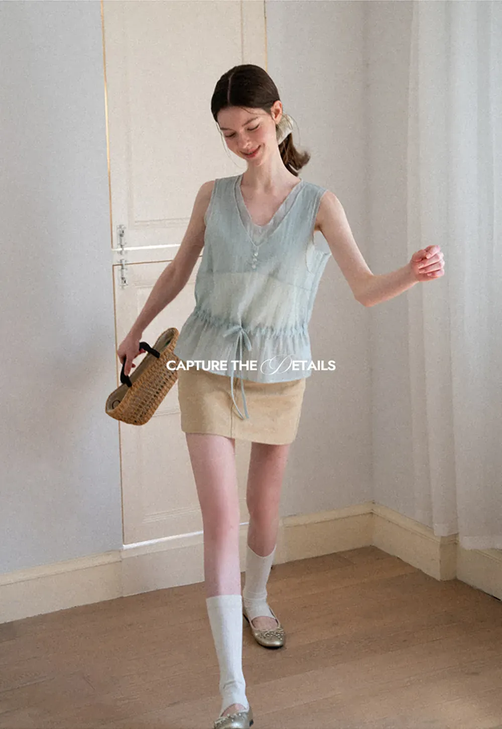 High Waist Structured Mini Skirt With Front Button Closure