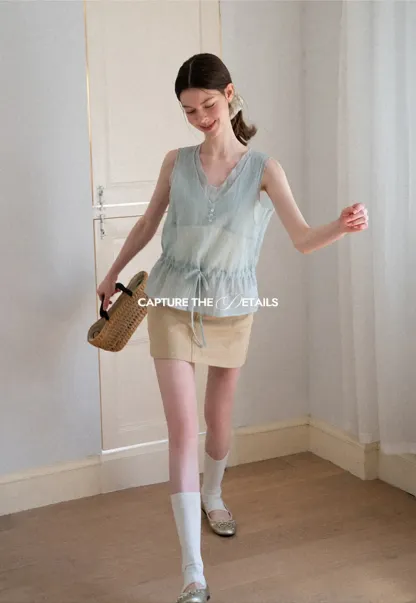 High Waist Structured Mini Skirt With Front Button Closure