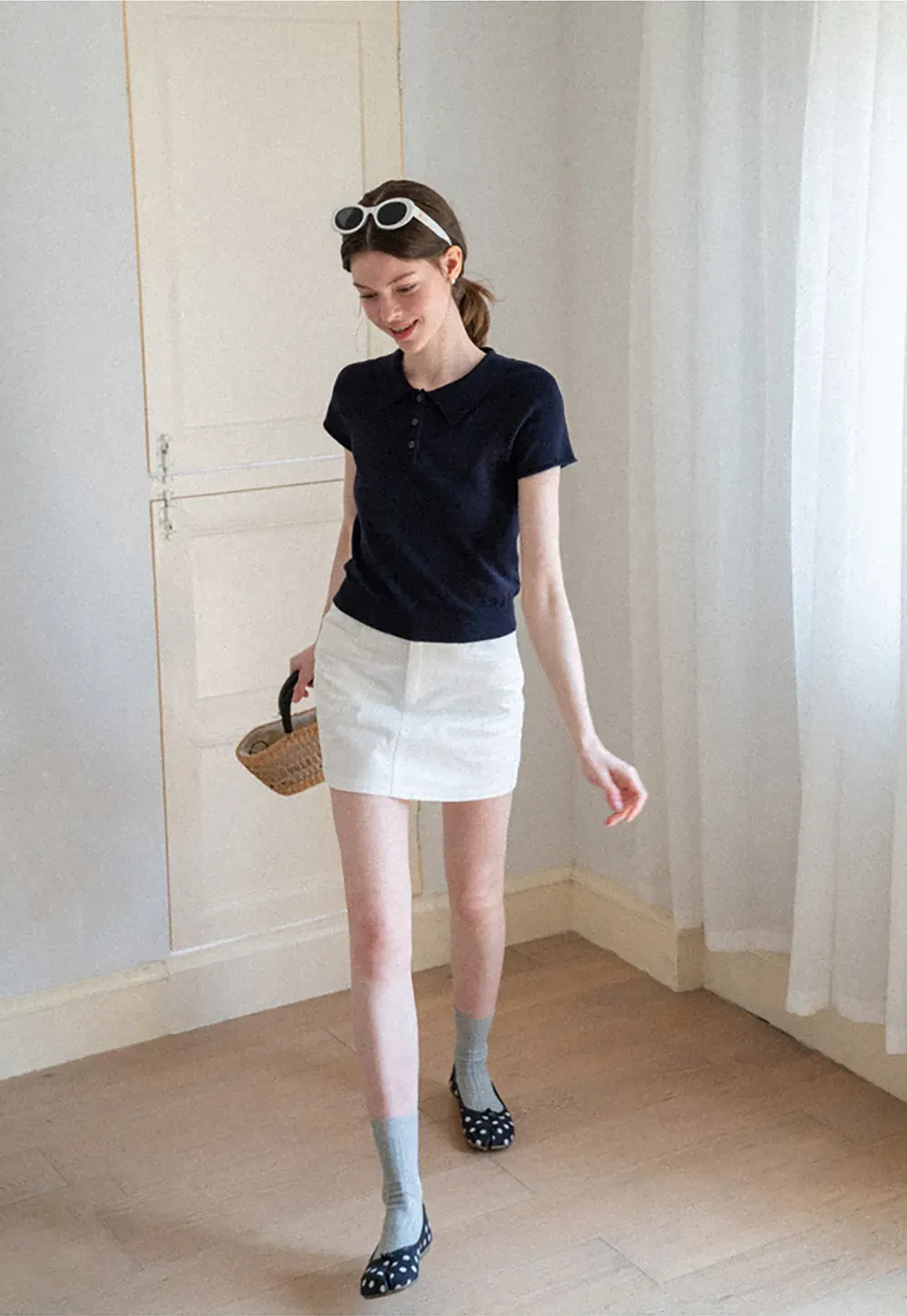 High Waist Structured Mini Skirt With Front Button Closure