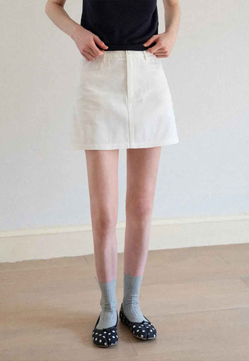 High Waist Structured Mini Skirt With Front Button Closure