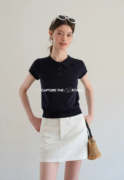 High Waist Structured Mini Skirt With Front Button Closure