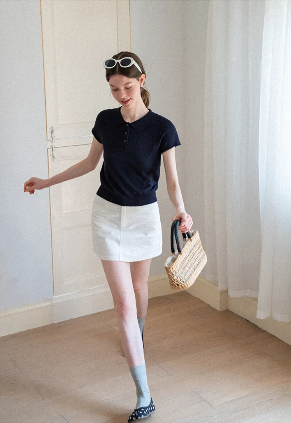 High Waist Structured Mini Skirt With Front Button Closure