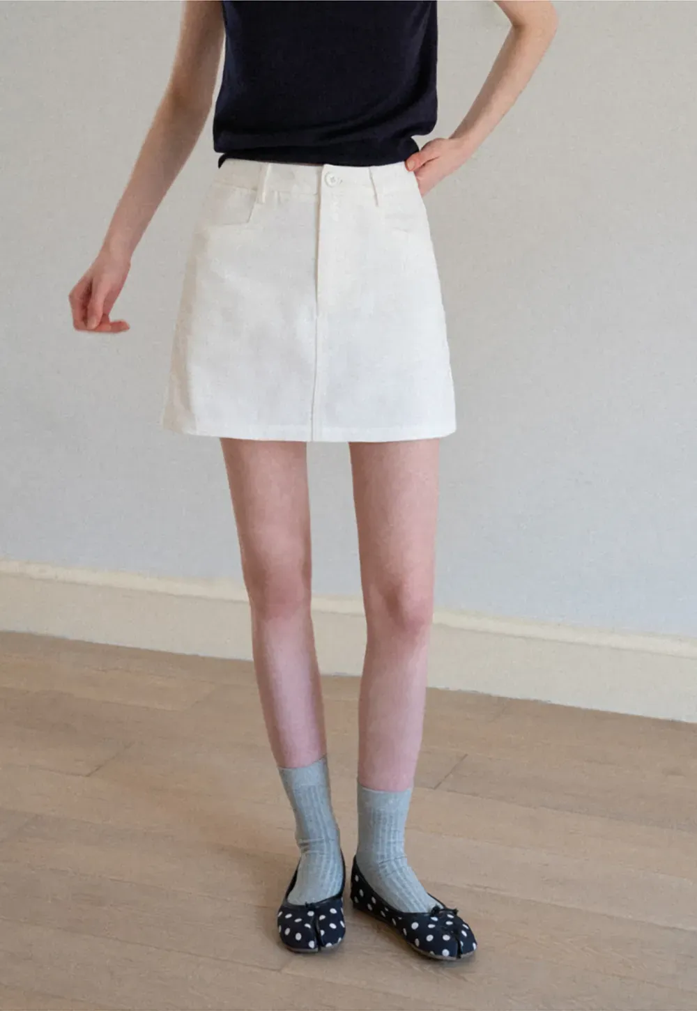 High Waist Structured Mini Skirt With Front Button Closure